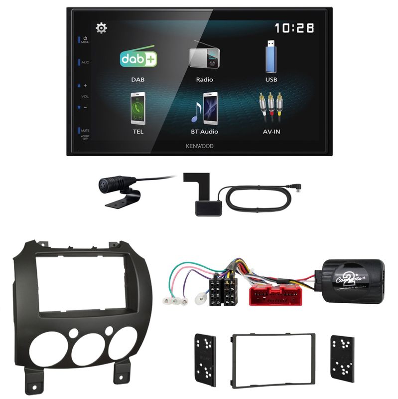 Kenwood DMX-125DAB USB Bluetooth MP3 DAB+ Einbauset für Mazda 2 2008-2014 Kenwood DMX-125DAB USB Bluetooth MP3 DAB+ Einbauset für Mazda 2 2008-2014