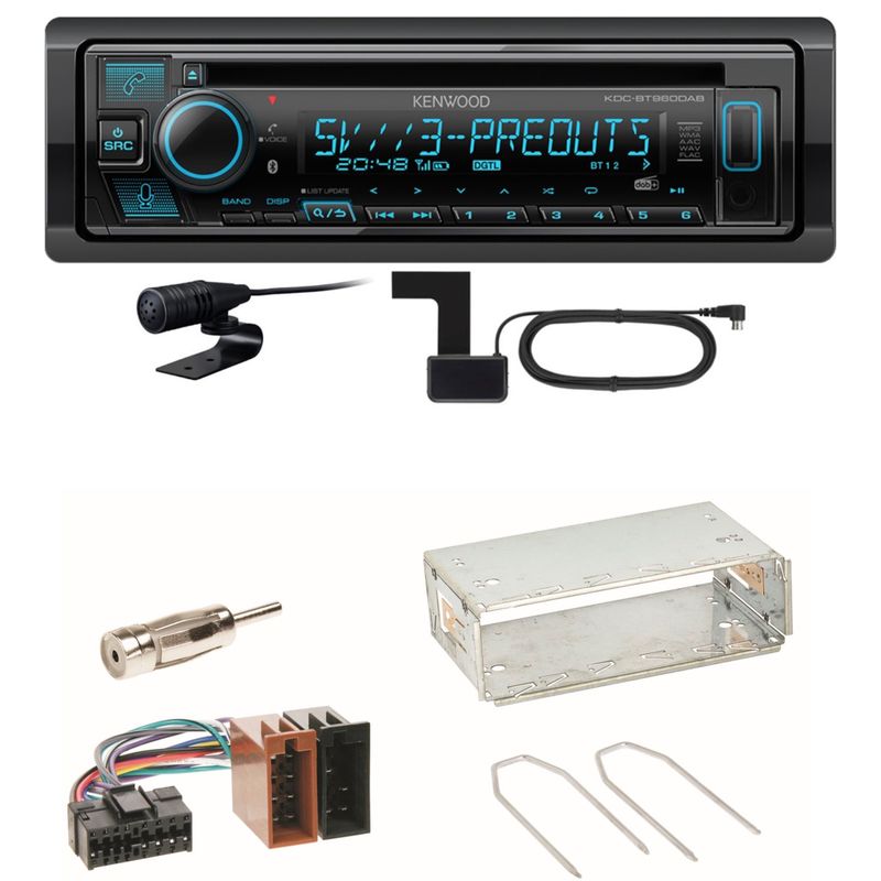 Kenwood KDC-BT960DAB Bluetooth DAB USB Einbauset für Renault Clio 1 2 Twingo