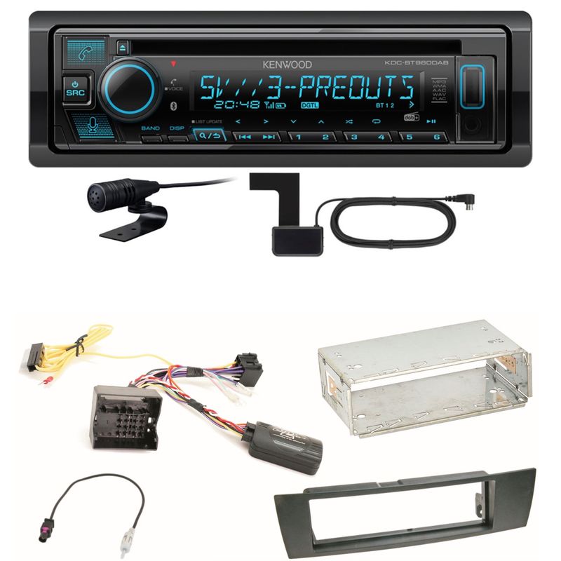 Kenwood KDC-BT960DAB Bluetooth Digitalradio Einbauset für BMW E90 E91 E92 E93