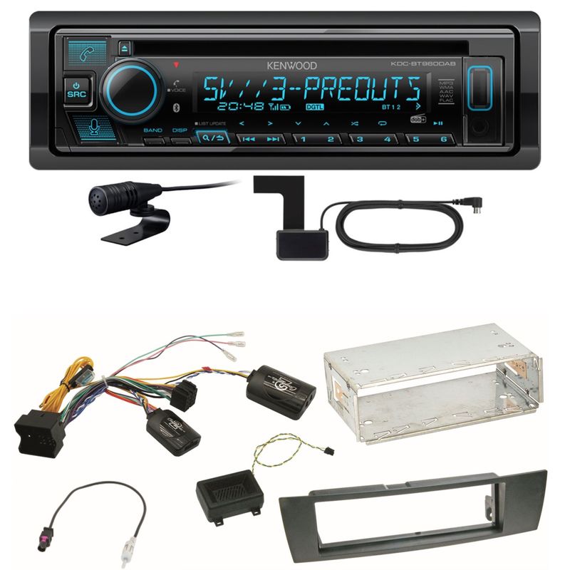 Kenwood KDC-BT960DAB Bluetooth Digitalradio Einbauset für BMW E90 E91 E92 E93