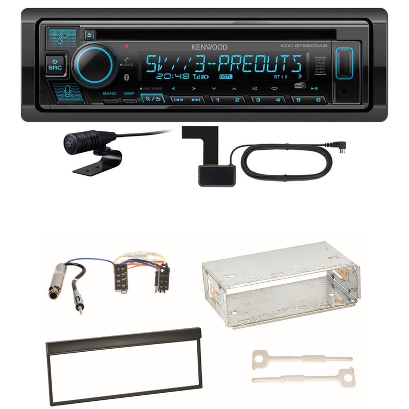 Kenwood KDC-BT960DAB Bluetooth Digitalradio USB CD Einbauset für Skoda Fabia 6Y