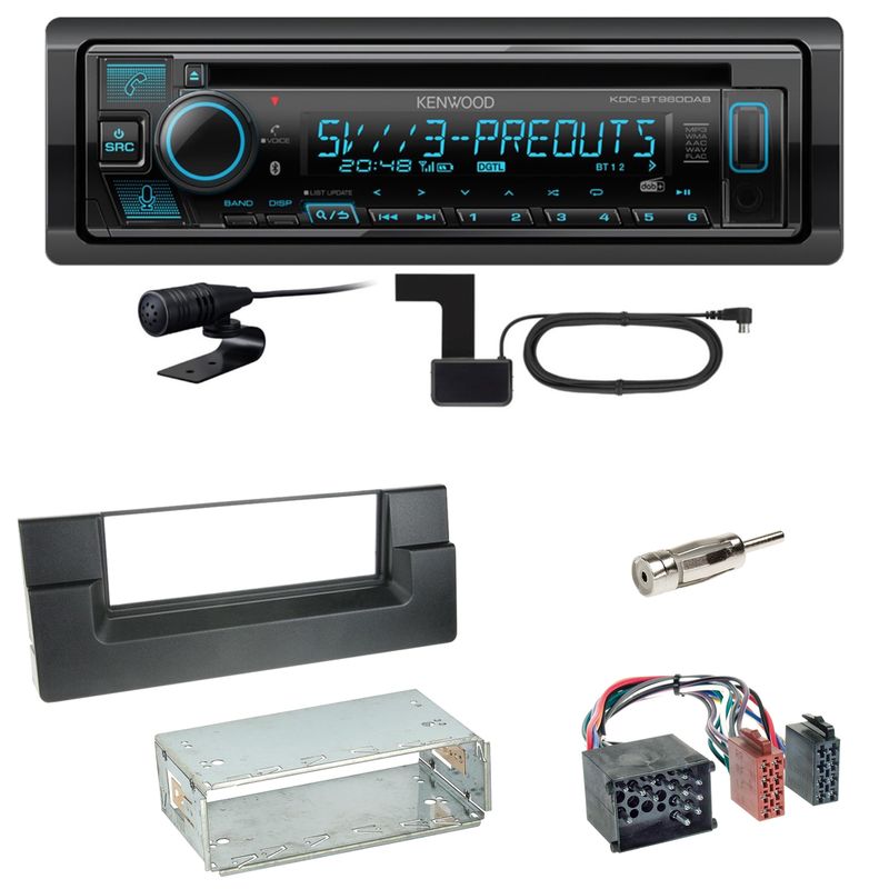 Kenwood KDC-BT960DAB Bluetooth DAB USB Einbauset für BMW 5er E39 bis 09/2000