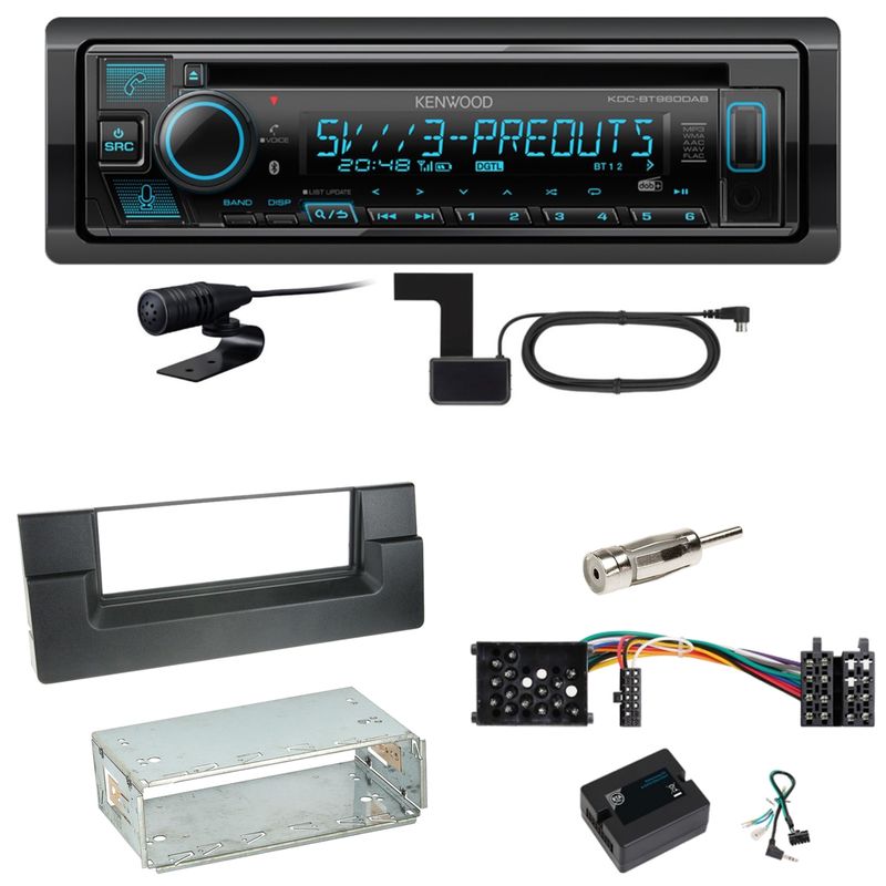 Kenwood KDC-BT960DAB Bluetooth DAB USB Einbauset für BMW 5er E39 bis 09/2000