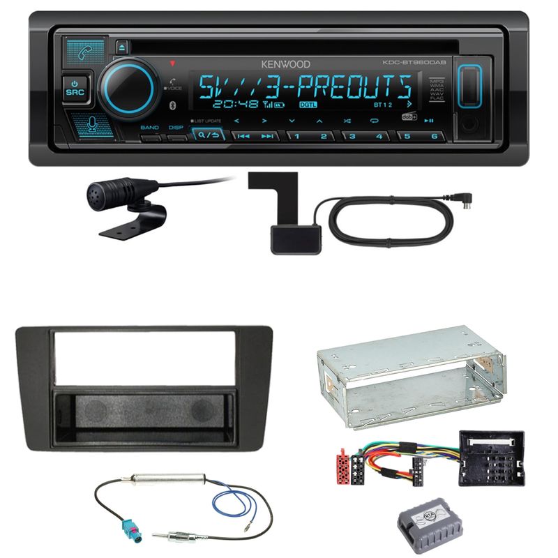 Kenwood KDC-BT960DAB Bluetooth DAB USB Einbauset für Skoda Octavia 2 Yeti 5L
