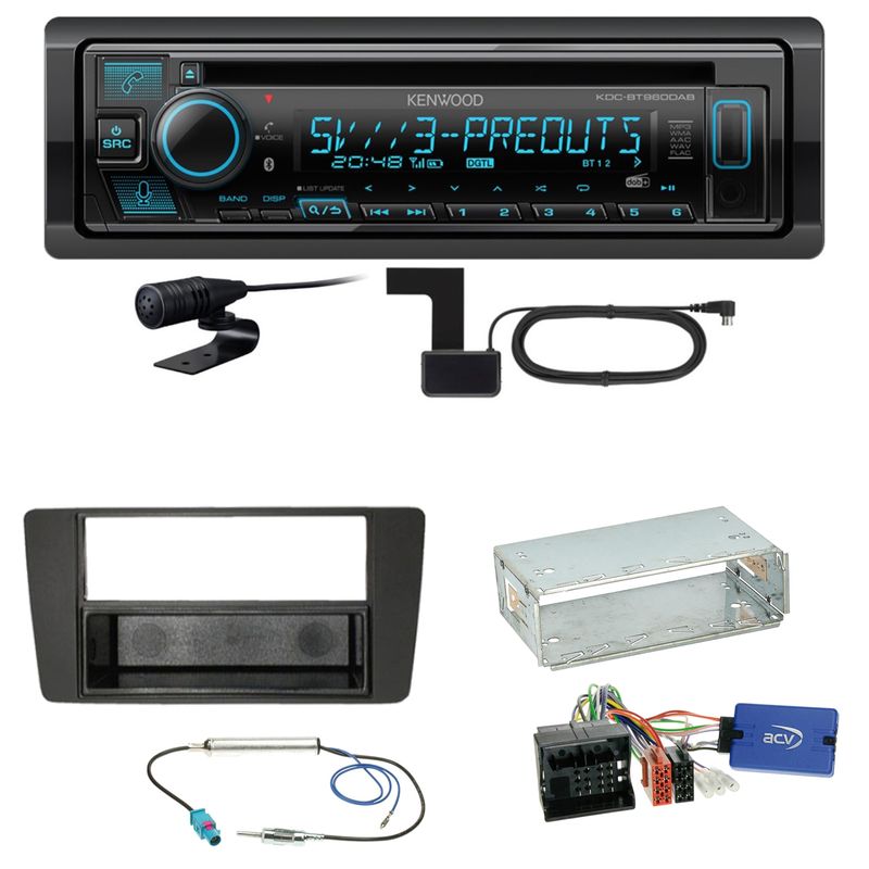 Kenwood KDC-BT960DAB Bluetooth DAB USB Einbauset für Skoda Yeti 5L Octavia 2