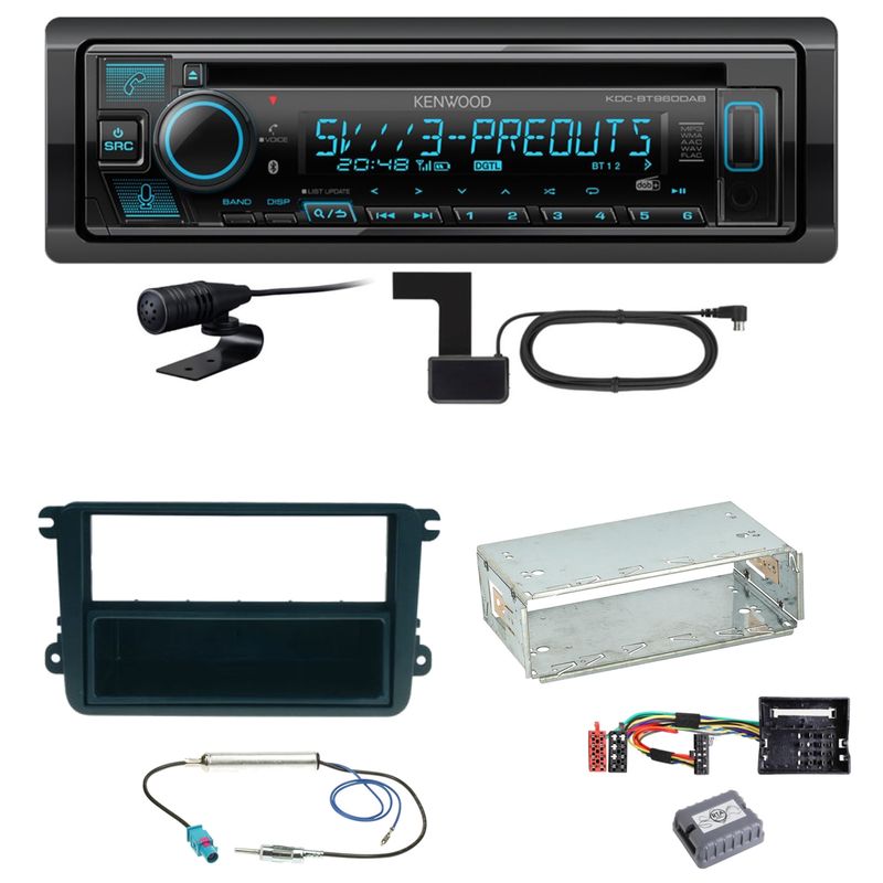 Kenwood KDC-BT960DAB Bluetooth DAB Einbauset für Skoda Fabia Roomster Praktik