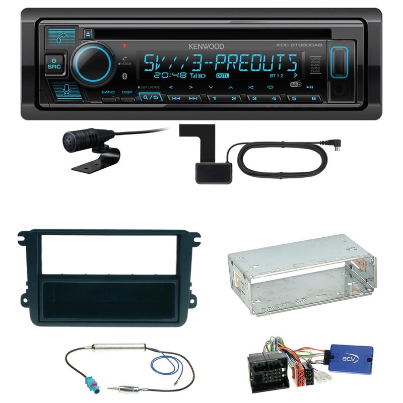Kenwood KDC-BT960DAB Bluetooth DAB Einbauset für Seat Leon Alhambra Altea XL