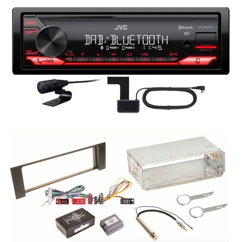 JVC KD-X282DBT Bluetooth DAB USB Digitalradio Einbauset für Audi A4 B6 B7 JVC KD-X282DBT Bluetooth DAB USB Digitalradio Einbauset für Audi A4 B6 B7
