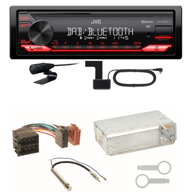 JVC KD-X282DBT Bluetooth DAB USB Einbauset für Skoda Octavia 1U Superb 1