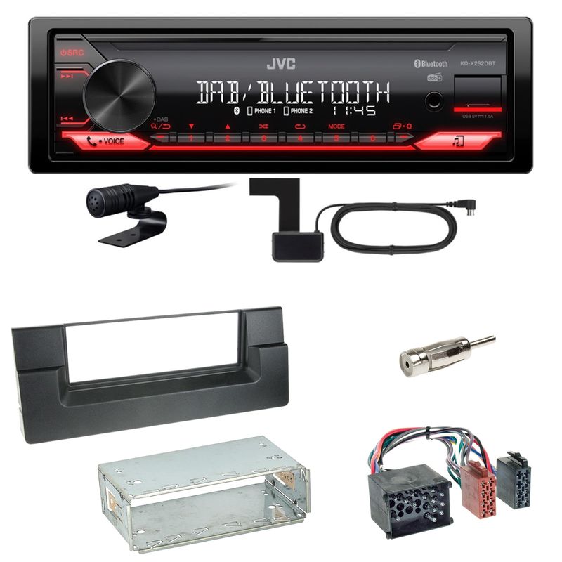 JVC KD-X282DBT Bluetooth DAB USB Einbauset für BMW 5er E39 bis 09/2000