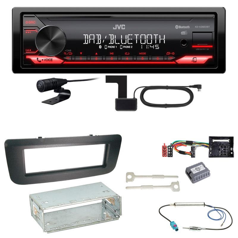 JVC KD-X282DBT Bluetooth Digitalradio Einbauset für Skoda Fabia 2 Roomster