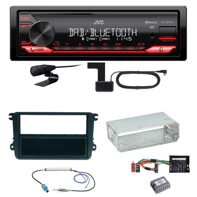 JVC KD-X282DBT Bluetooth DAB Einbauset für Skoda Fabia Roomster Praktik
