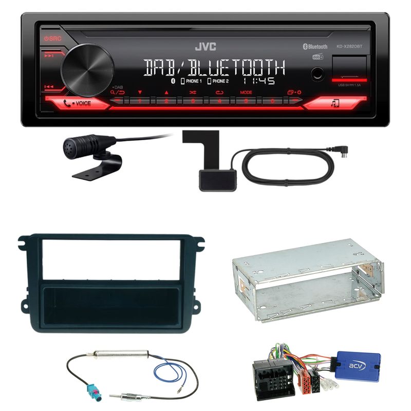 JVC KD-X282DBT Bluetooth DAB Einbauset für Seat Leon Alhambra Altea XL