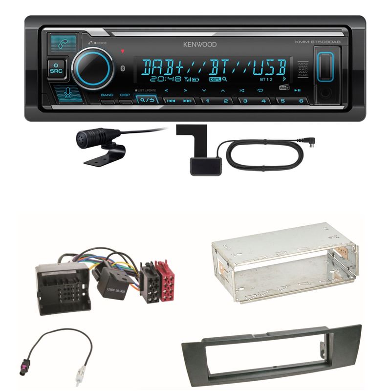 Kenwood KMM-BT508DAB Bluetooth Digitalradio Einbauset für BMW E90 E91 E92 E93