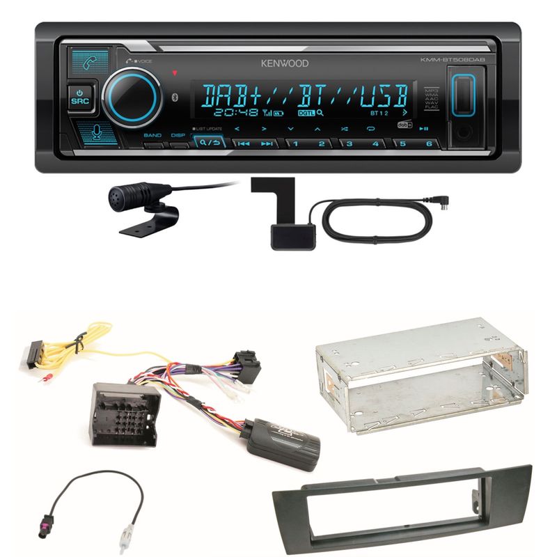 Kenwood KMM-BT508DAB Bluetooth Digitalradio Einbauset für BMW E90 E91 E92 E93