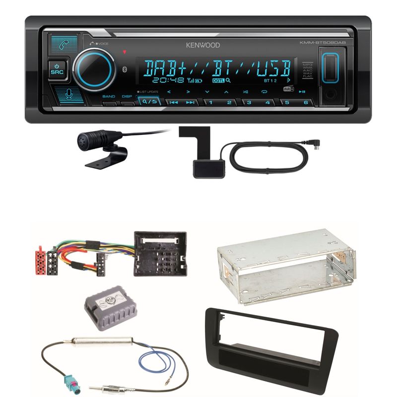 Kenwood KMM-BT508DAB Bluetooth Digitalradio USB Einbauset für Audi A1 8X
