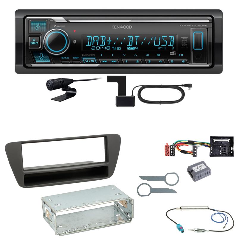 Kenwood KMM-BT508DAB Bluetooth Digitalradio DAB+ Einbauset für Audi Q3 8U