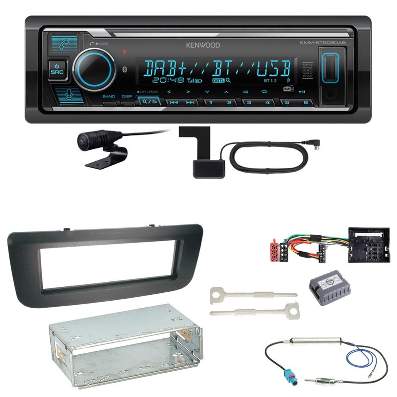 Kenwood KMM-BT508DAB Bluetooth Digitalradio Einbauset für Skoda Fabia 2 Roomster