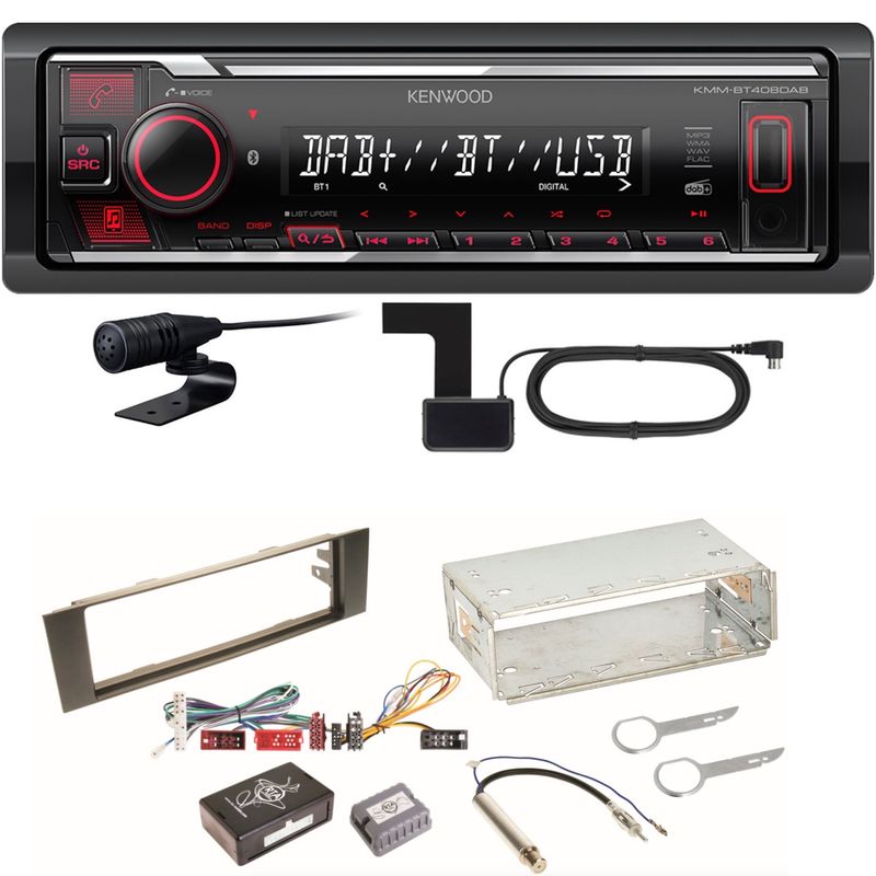 Kenwood KMM-BT408DAB Bluetooth Digitalradio USB Einbauset für Audi A3 8P 8PA