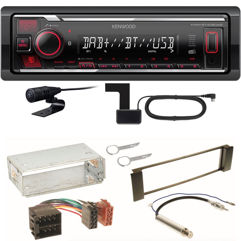 Kenwood KMM-BT408DAB Bluetooth DAB USB Einbauset für Seat Leon Toledo 1M