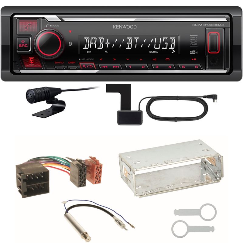 Kenwood KMM-BT408DAB Bluetooth DAB USB Einbauset für Skoda Octavia 1U Superb 1