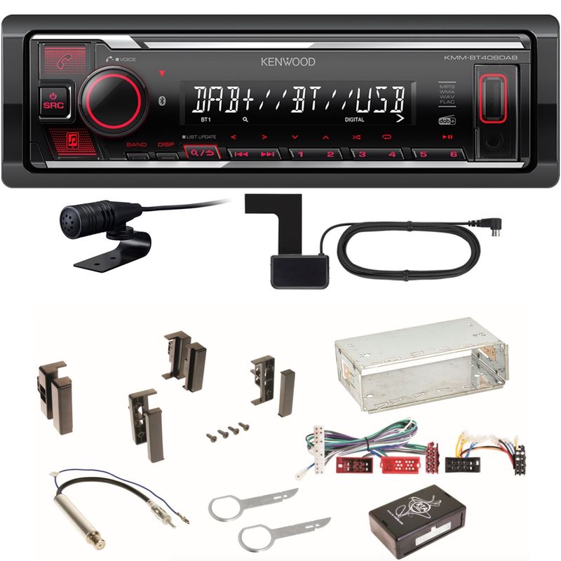 Kenwood KMM-BT408DAB Bluetooth Digitalradio Einbauset für Audi A4 B5 A6 4B C4 A8