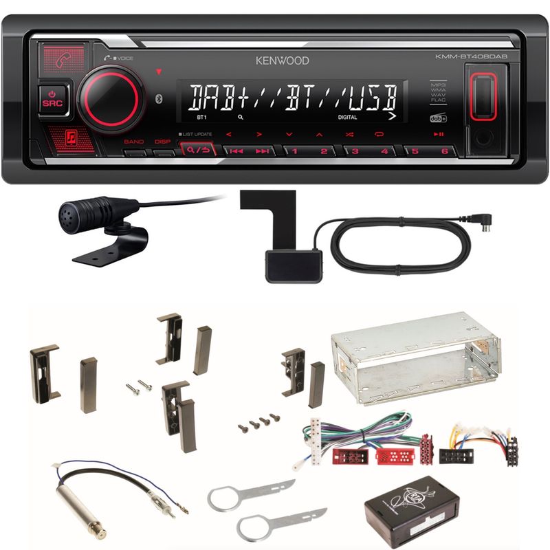 Kenwood KMM-BT408DAB Bluetooth Digitalradio USB Einbauset für Audi A3 8L