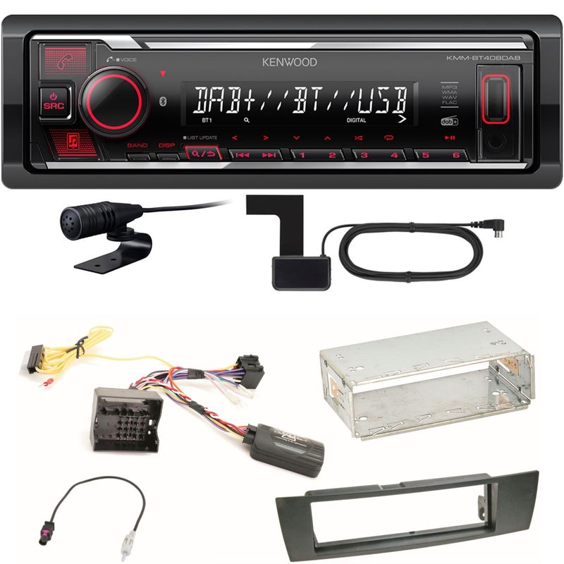 Kenwood KMM-BT408DAB Bluetooth DAB USB Einbauset für BMW E87 E81 E82 X1 E84