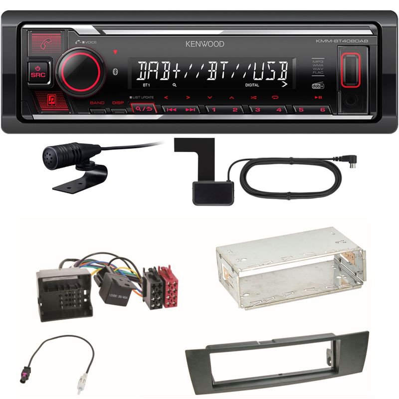 Kenwood KMM-BT408DAB Bluetooth Digitalradio Einbauset für BMW E90 E91 E92 E93
