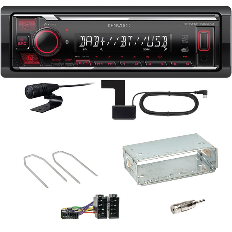 Kenwood KMM-BT408DAB Bluetooth Digitalradio Einbauset für Peugeot 206 206 CC Kenwood KMM-BT408DAB Bluetooth Digitalradio Einbauset für Peugeot 206 206 CC