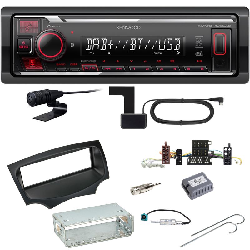 Kenwood KMM-BT408DAB Bluetooth Digitalradio USB Einbauset für Ford KA RU8 Kenwood KMM-BT408DAB Bluetooth Digitalradio USB Einbauset für Ford KA RU8
