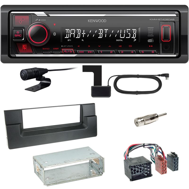 Kenwood KMM-BT408DAB Bluetooth DAB USB Einbauset für BMW 5er E39 bis 09/2000