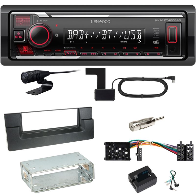 Kenwood KMM-BT408DAB Bluetooth DAB USB Einbauset für BMW 5er E39 bis 09/2000