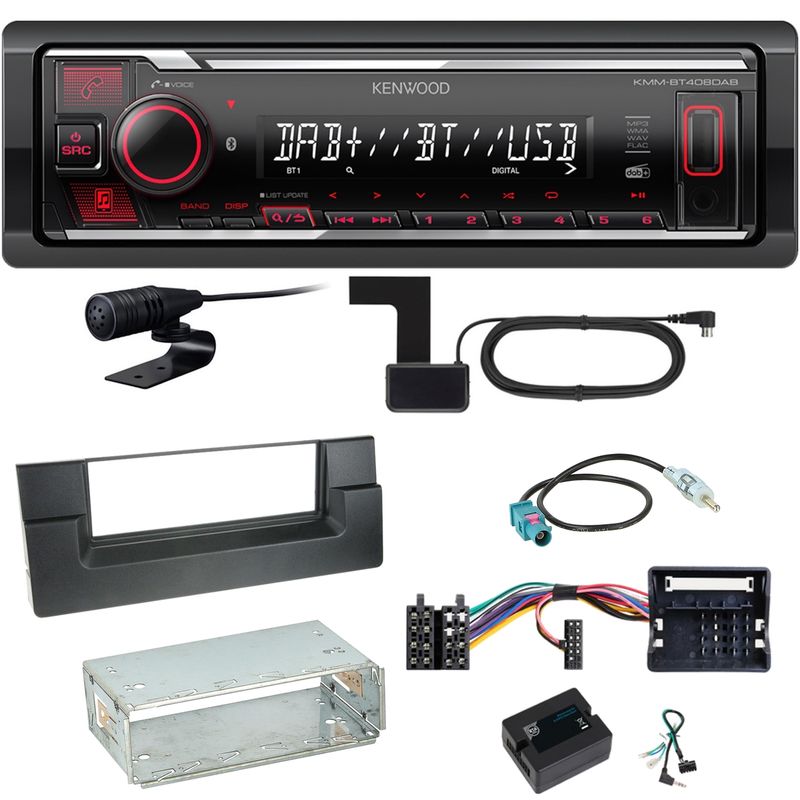 Kenwood KMM-BT408DAB Bluetooth Digitalradio Einbauset für BMW 5er E39 ab 10/2000