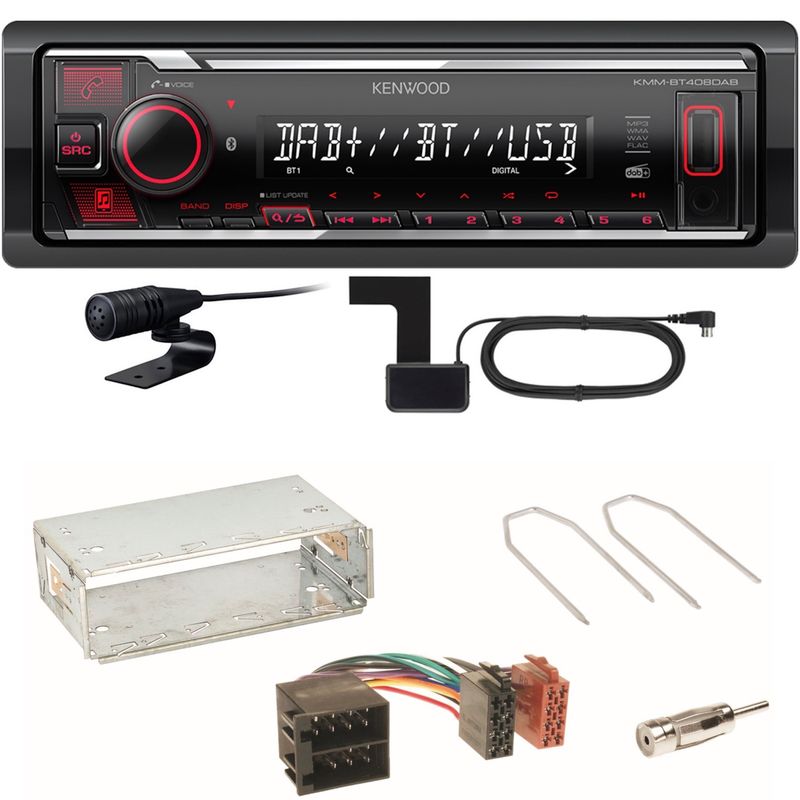 Kenwood KMM-BT408DAB Bluetooth DAB USB Einbauset für Citroen Berlingo bis 2007