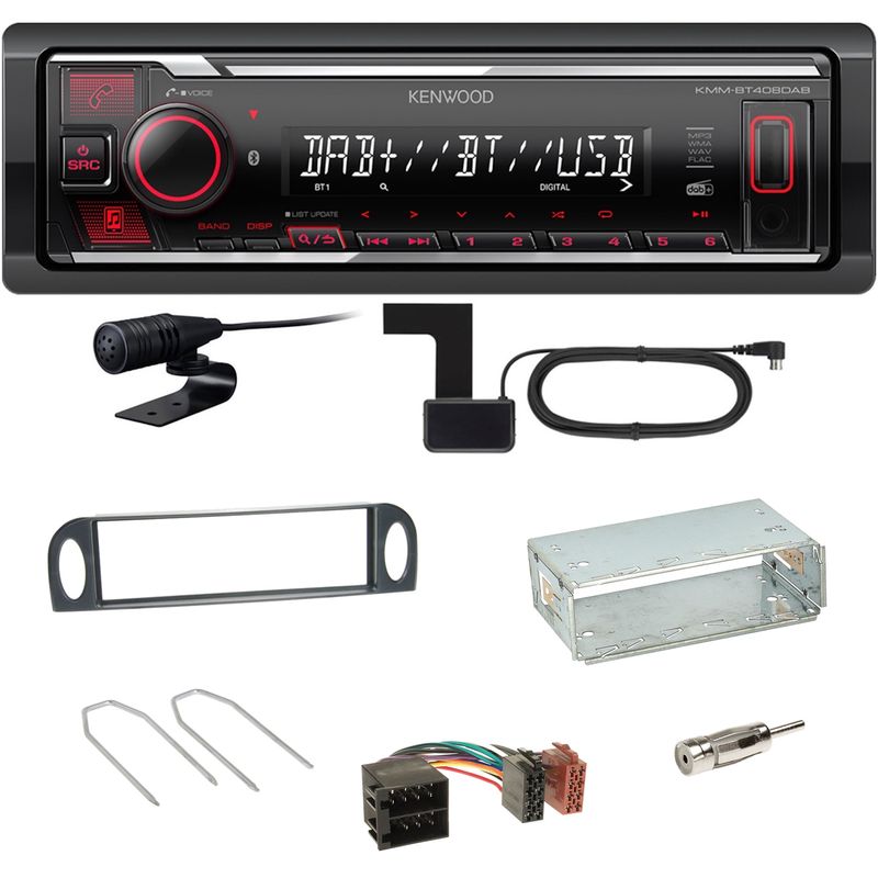 Kenwood KMM-BT408DAB Bluetooth Digitalradio Einbauset für Citroen C5 bis 07/2004