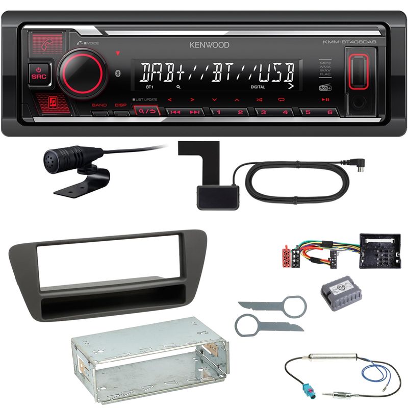 Kenwood KMM-BT408DAB Bluetooth Digitalradio DAB+ Einbauset für Audi Q3 8U