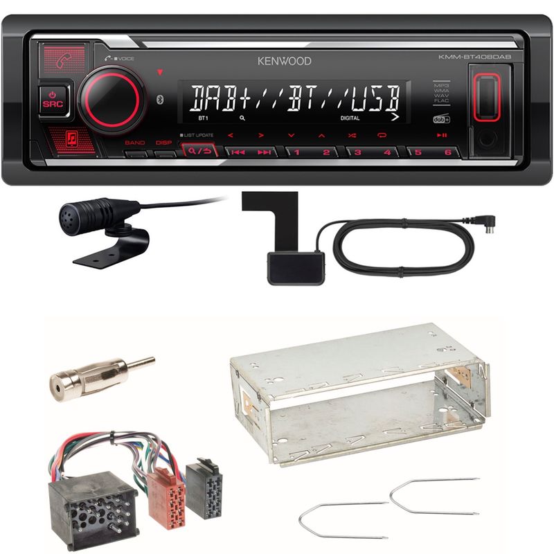 Kenwood KMM-BT408DAB Bluetooth Digitalradio USB Einbauset für BMW E30 E34 E32