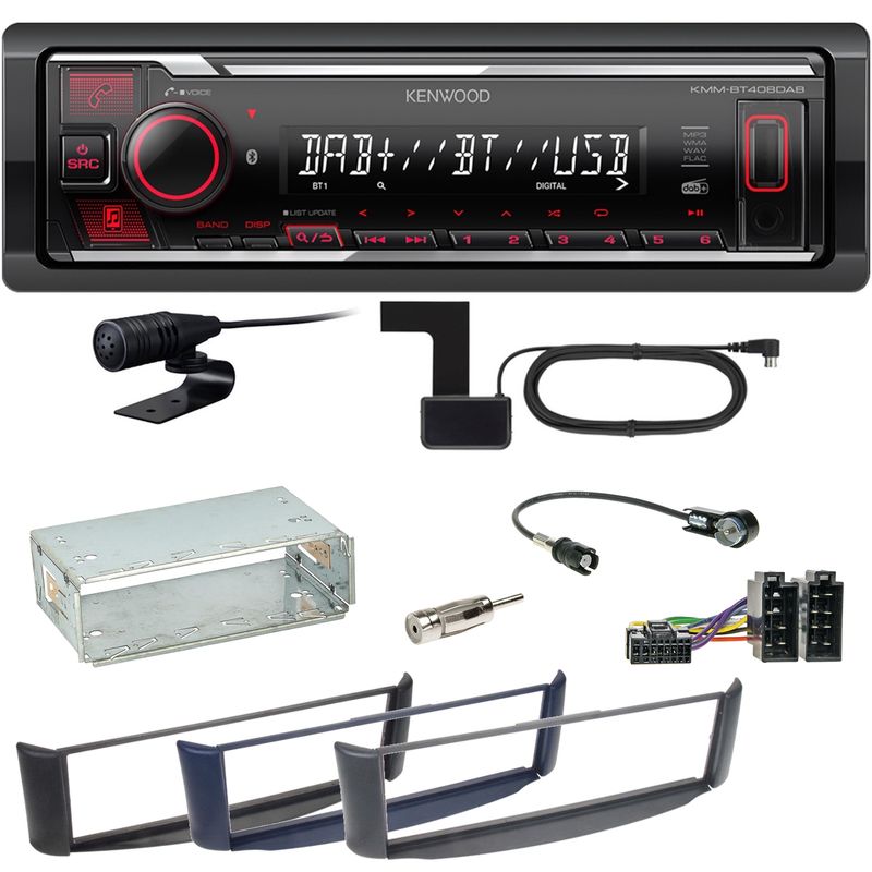 Kenwood KMM-BT408DAB Bluetooth Digitalradio USB Einbauset Smart ForTwo 450