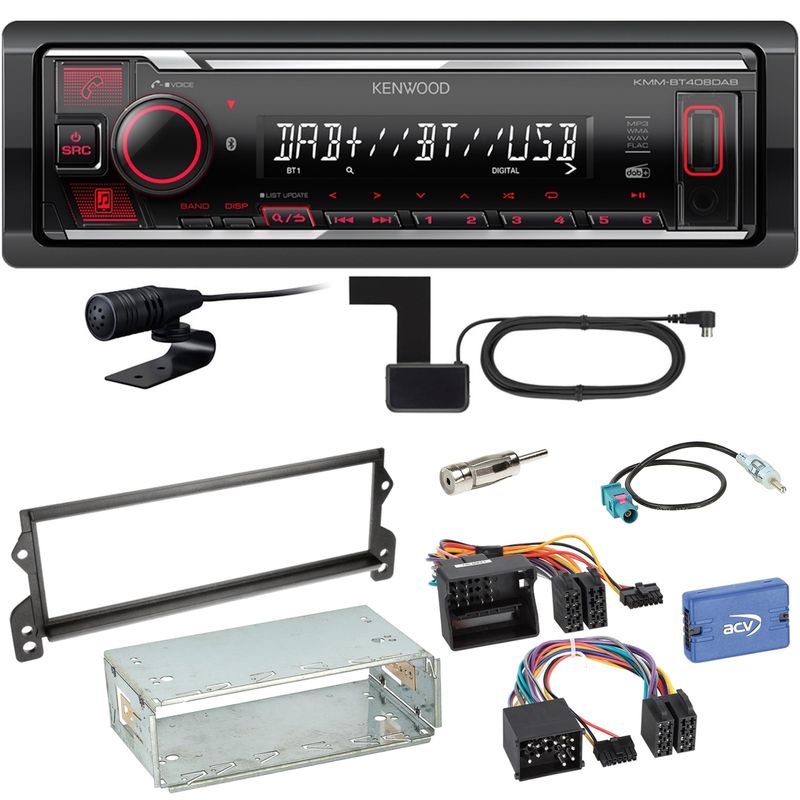 Kenwood KMM-BT408DAB Bluetooth Digitalradio USB Einbauset für MINI R50 R52 R53