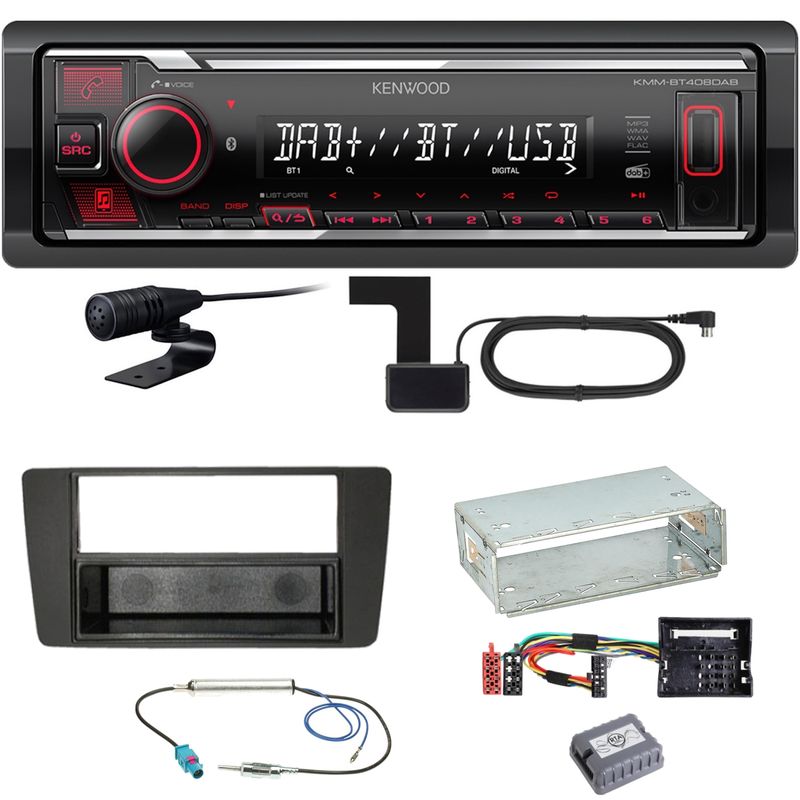 Kenwood KMM-BT408DAB Bluetooth DAB USB Einbauset für Skoda Octavia 2 Yeti 5L