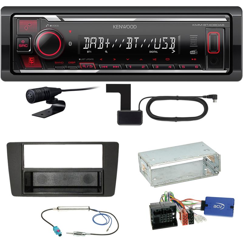 Kenwood KMM-BT408DAB Bluetooth DAB USB Einbauset für Skoda Yeti 5L Octavia 2