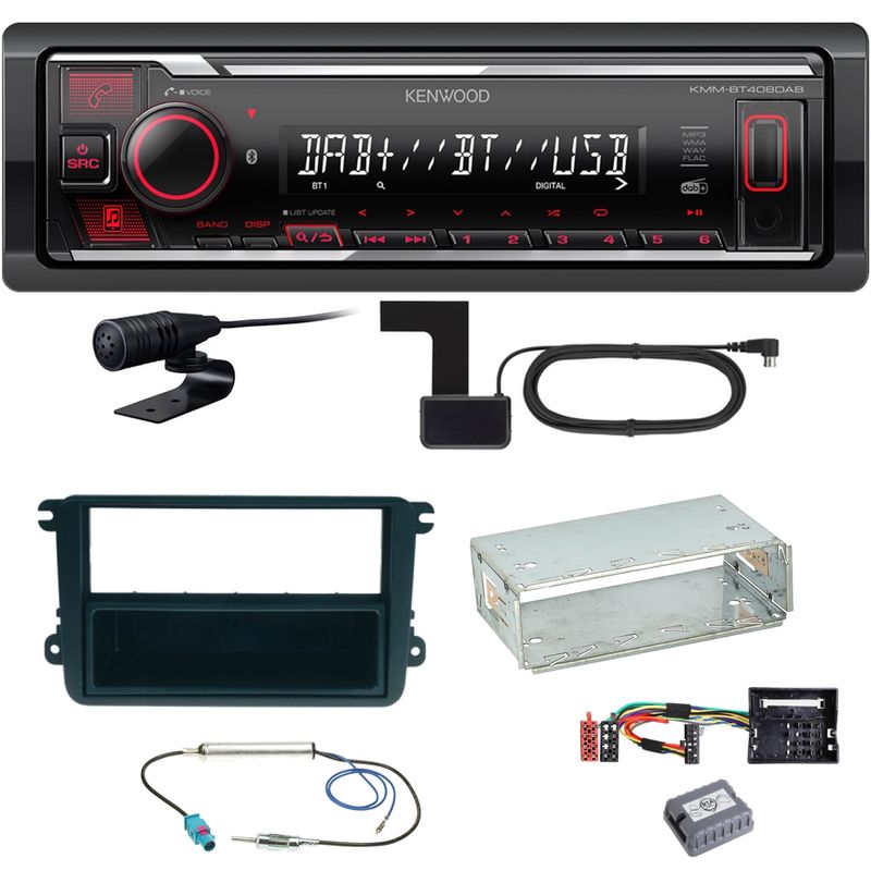Kenwood KMM-BT408DAB Bluetooth DAB Einbauset für Seat Leon Altea XL Alhambra