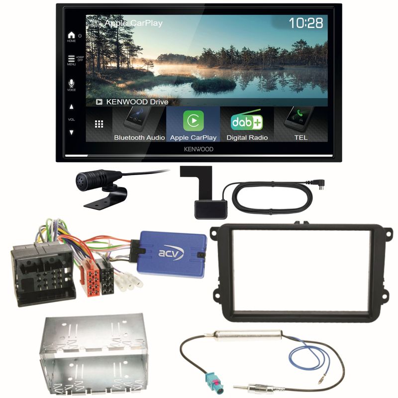 Kenwood DMX7722DABS Android Auto Einbauset für Golf 5 6 Passat 3C B7 Touran