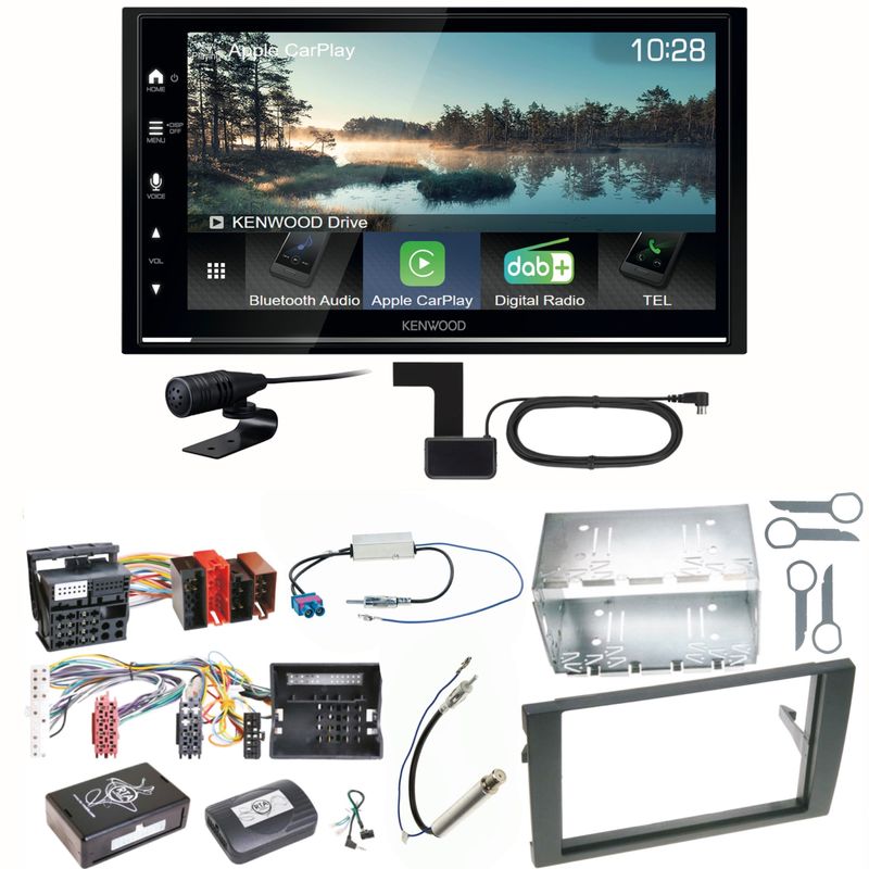 Kenwood DMX7722DABS Android Auto CarPlay Einbauset für Audi A4 B6 B7 Seat Exeo