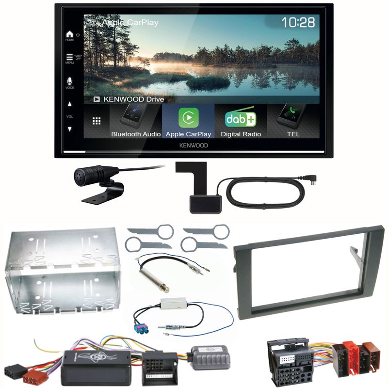 Kenwood DMX7722DABS Android Auto CarPlay Einbauset für Seat Exeo Audi A4 B6 B7
