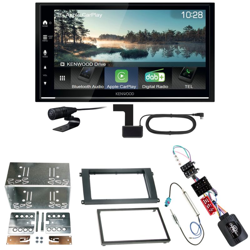 Kenwood DMX7722DABS Android Auto CarPlay Einbauset für Porsche Cayenne bis 2006