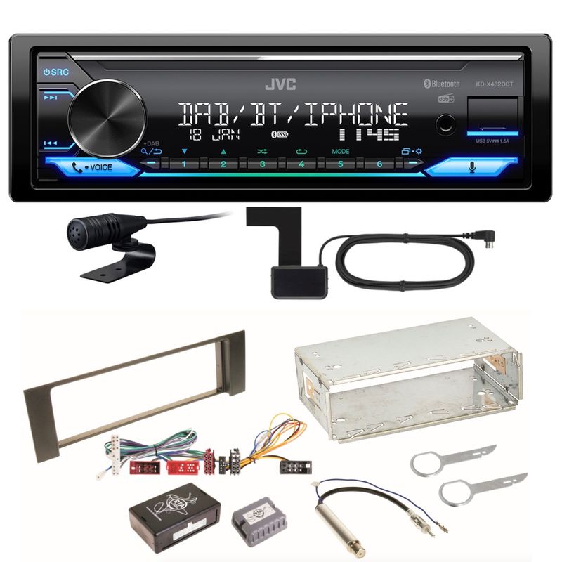 JVC KD-X482DBT Bluetooth DAB USB Digitalradio Einbauset für Audi A4 B6 B7 JVC KD-X482DBT Bluetooth DAB USB Digitalradio Einbauset für Audi A4 B6 B7