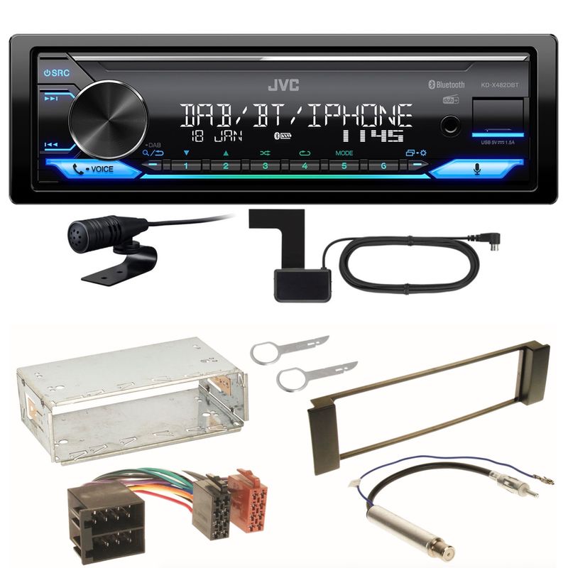 JVC KD-X482DBT Bluetooth DAB USB Einbauset für Seat Leon Toledo 1M