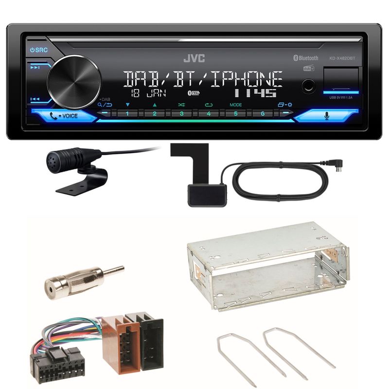 JVC KD-X482DBT Bluetooth DAB USB Einbauset für Renault Clio 1 2 Twingo JVC KD-X482DBT Bluetooth DAB USB Einbauset für Renault Clio 1 2 Twingo
